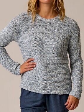 Carve Designs Clarissa Blue Marled Crewneck Sweater NWT